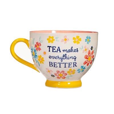 Folk Floral Becher Tee macht alles besser Tasse Geschenk verpackt Sass & Belle