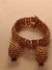 Vintage Sarah Cov Gold Mid Century Modern Balled Pattern Bracelet/Earrings Set — photo 4