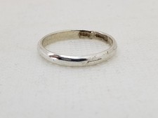 Vintage 925 Sterling Silver Plain Domed Band Ring - Size 7.75 - 3mm Wide