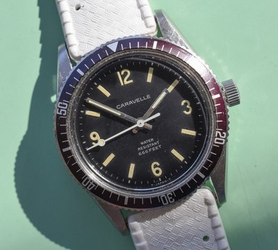 Mint Example Vintage CARAVELLE 666 Shark Hunter Diver Watch Tropical G2U