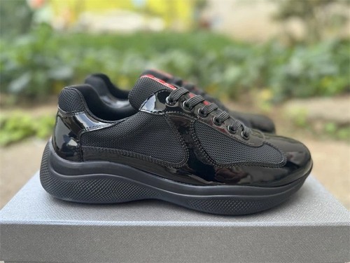 Prada Americas Cup Men's Black Low-top Fashion Casual Sports Shoes