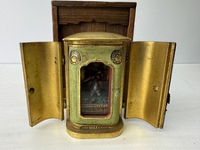 Y9185 STATUE Dakiniten goddess figure shrine Inari fox wooden box Japan antique