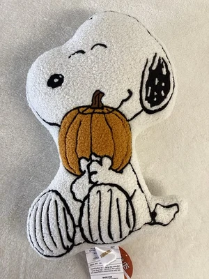 New Peanuts Snoopy Holding Pumpkin Shaped Sherpa Pillow Fall - Image 1 of 3