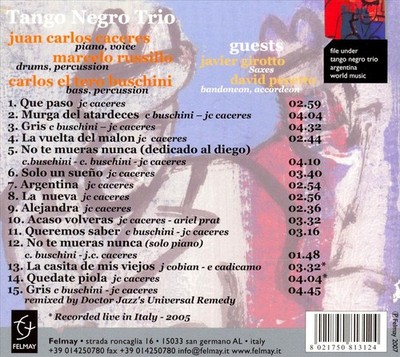 TANGO NEGRO TRIO VUELTA DEL MALON NEW CD
