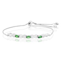 Cavill Tsavorit Armband 0,54Ct 925 Silber Rhodiniert GrüN Oval Damen