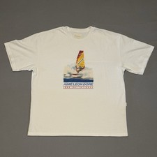 Camiseta Aime Leon Dore Blanca Wind Surfista Navegación Logo Grande L NY Primavera Verano ALD