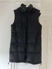 Ladies Black Puffer Gilet From Zara Size S Small With Hood