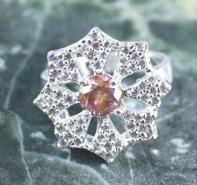 Pink Diamond Solitär Ring für Herren 1,27 ct Rund Schnitt AGI Zertifiziert