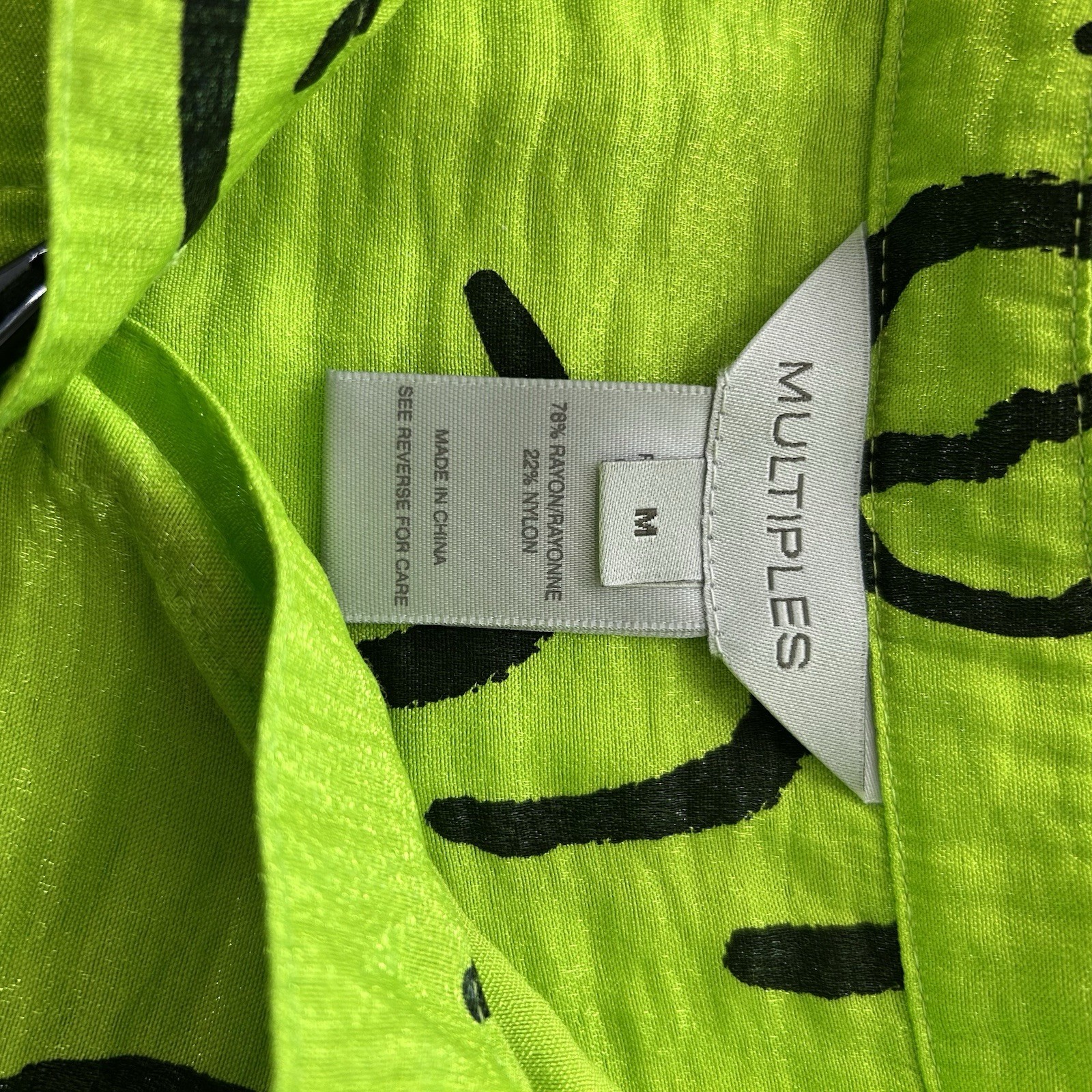 Multiples Neon Lime Abstract Tunic Medium Art Tea… - image 13