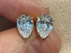 Pear Cut 4CT Lab Grown/CVD Diamond Stud For Gift Girlfriend 14k Yellow Gold #109 — photo 3