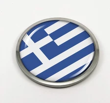 BestLicensePlateFrames Flag of Greece | 3D Domed CAR Emblem Badge Sticker Round