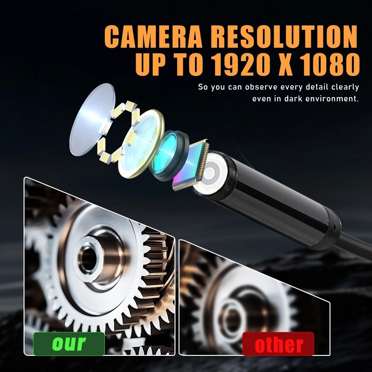 1080P 8mm Lens Industrial Endoscope Digital Borescope Inspection Camera LED Lamp — image 14