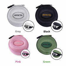 Invicta Single Watch Travel Case w/ Zipper Multiple Colors Gray/Black/Pink/Green