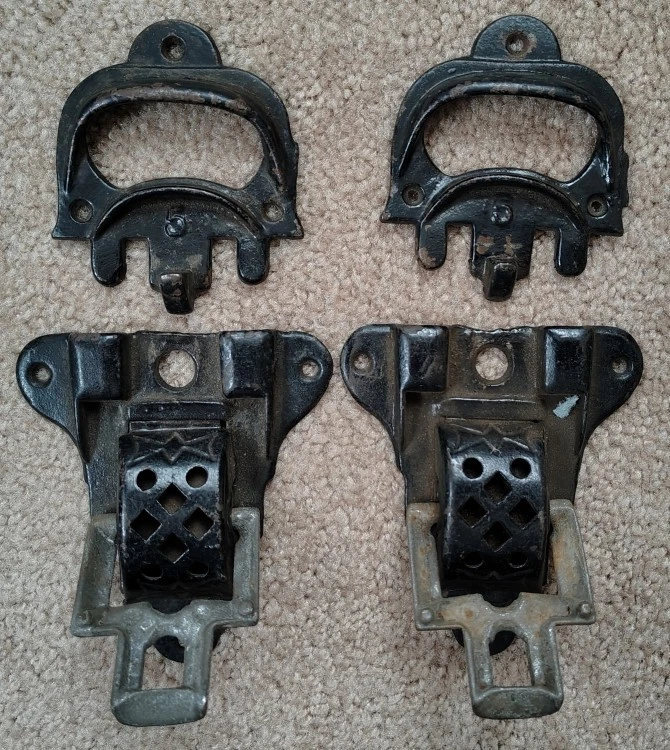 PAR de pestillos de maletero grandes antiguos #5, cofre vaporera piezas de herrajes vintage Foto 4 de 4