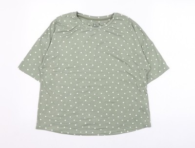 Primark Damen grün gepunktet Polyester Basic T-Shirt Größe 4 Rundhalsausschnitt
