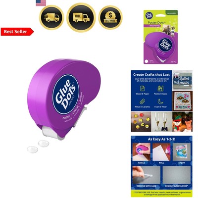 Poster Dots Dispenser Clear Removable Adhesive Sticky Dots 200 Pack