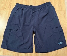 LL Bean Swim Trunks Men  s Navy Blue Bathing Suit Shorts Nylon Mesh Liner Sz L XL