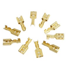 uxcell Boat Speaker 6.5mm Female Spade Terminal Wire Connector 10 Gold Tone