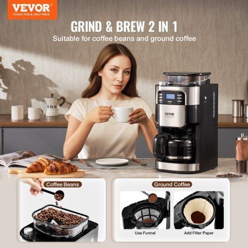 12-Cup Programmable Drip Coffee Maker with 24-Hr Auto Brew Timer