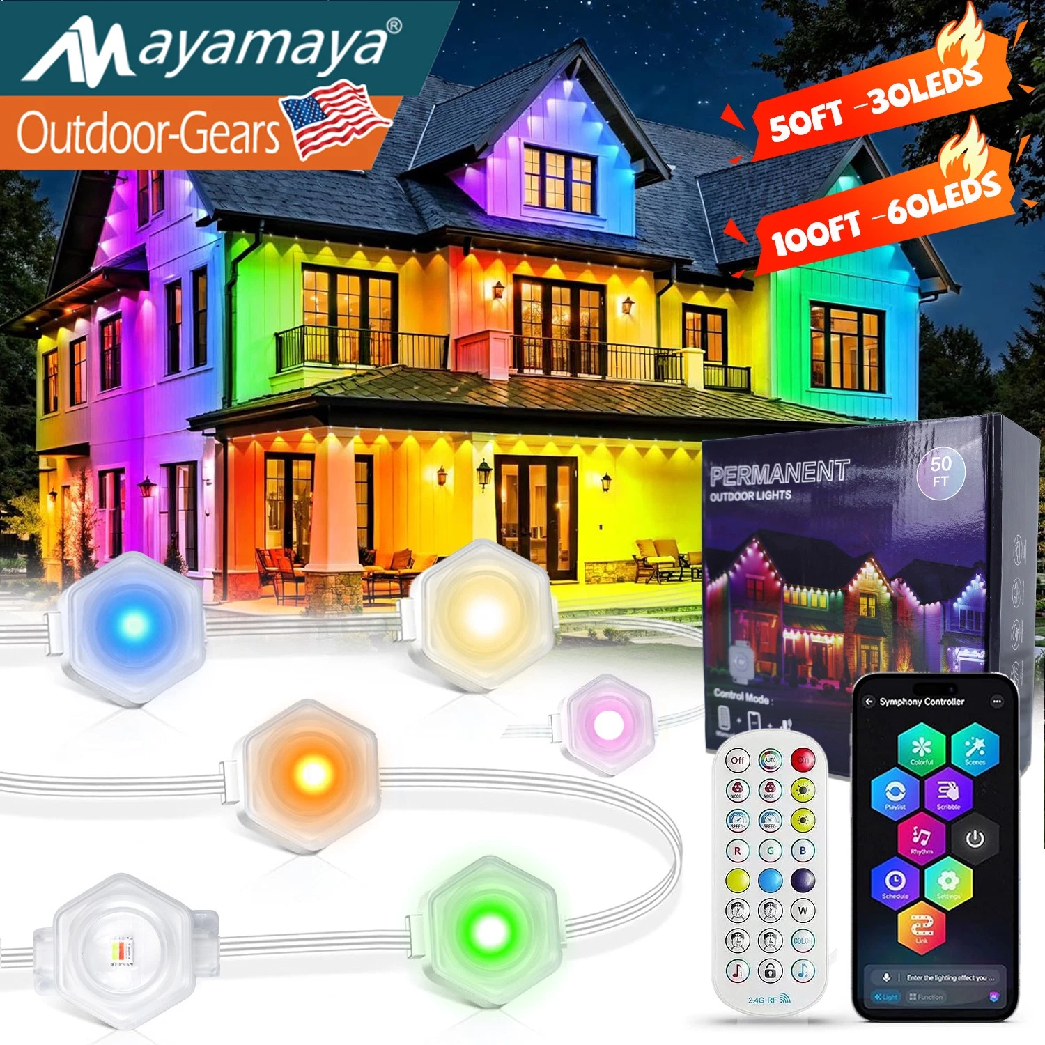 Permanent Outdoor Lights RGB Smart Eaves Light for House Holiday Party Decor
Opens in a new window o