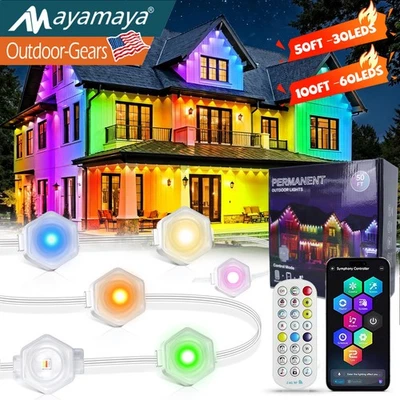 OUTDOOR_GEARS Permanent Outdoor Lights RGB Smart Eaves Light for House Holiday Party Decor