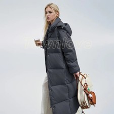 Winter Gray Down Cotton Coat Women Casual Jacket Lady Zipper Hooded Thick Warm