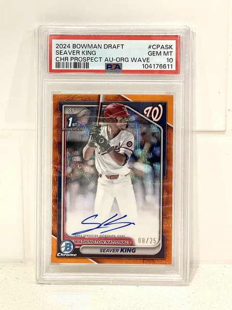2024 Bowman Chrome Seaver King 1st Orange Wave Auto /25 PSA 10 GEM MINT 🔥🍊