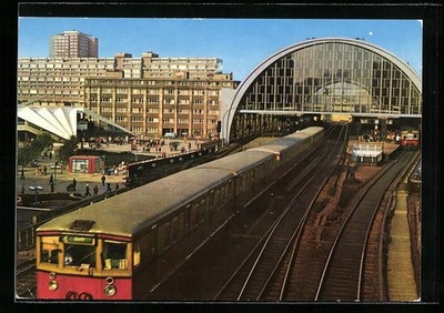 Postcard of Berlin, Alexanderplatz S-Bahn station with S-Bahn trains