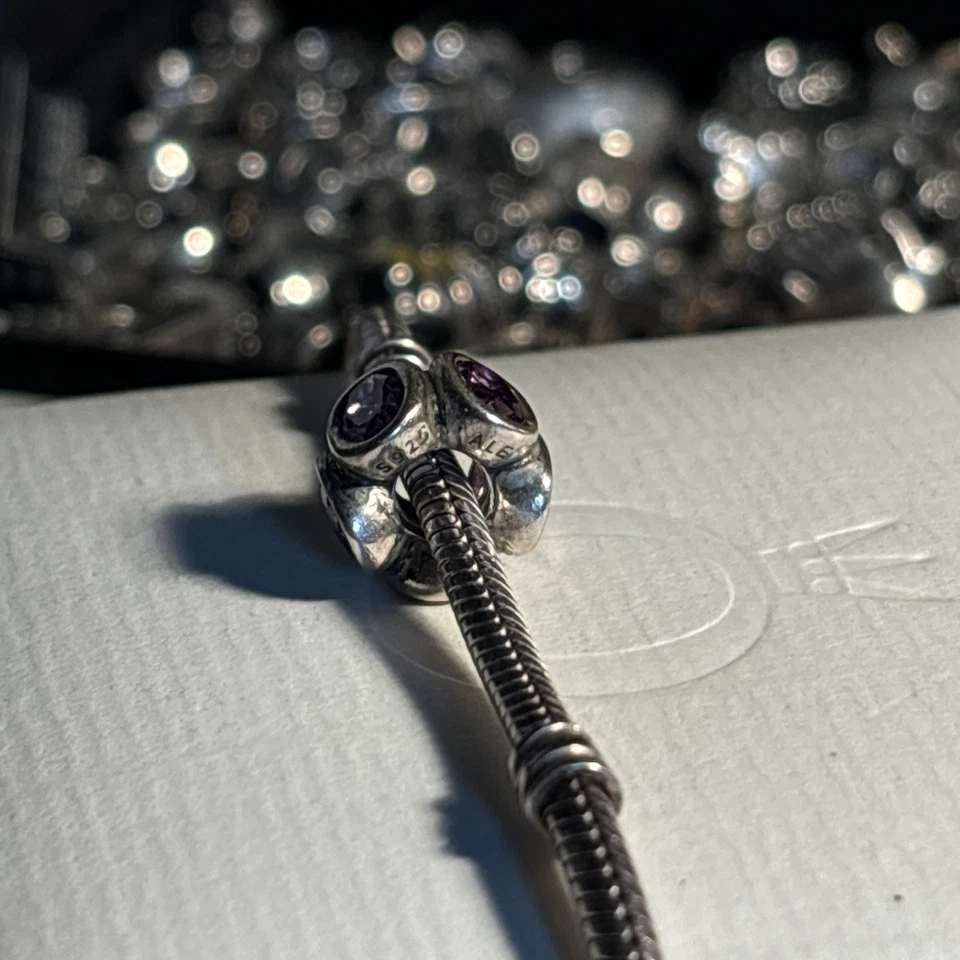 PANDORA ALE 925 Sterling Silver Oval Amethyst Oval Lights Spacer Charm 790311 - Image 3 of 4