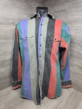 Wrangler Brushpoper Shirt M 15 1/2 33 Striped Western Rodeo Cowboy