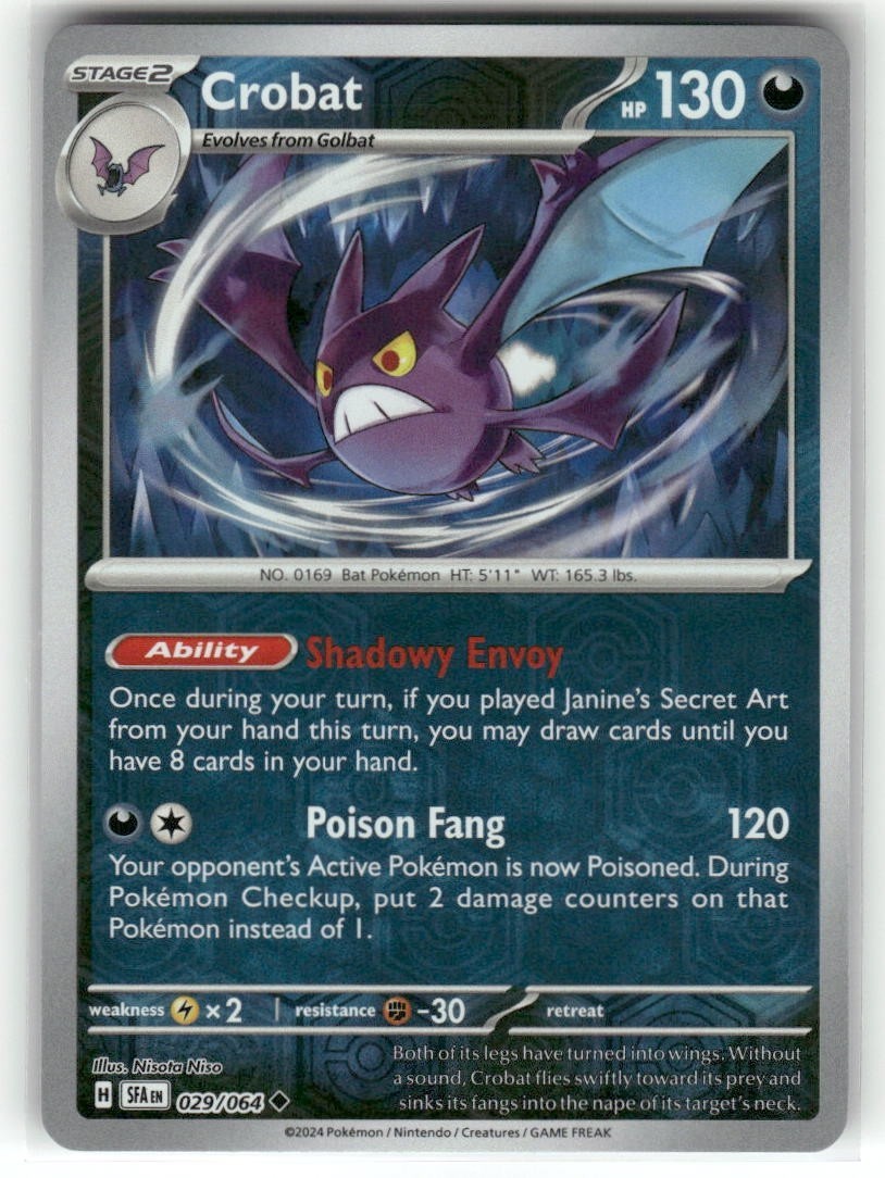 Crobat 029/064 Shrouded Fable Reverse Holo Pokemon TCG