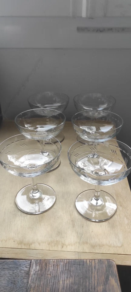 6 Coupes à champagne en cristal vintage ancienne - Photo 2/4