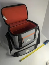 Ozark Trail 12 Can Insulated Cooler Bag Hard Liner Gray Orange Shoulder Strap