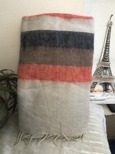 Cream And Grey Striped Himalayan Yak Wool Shawl Blanket Throws