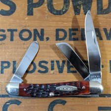 Vintage Case XX USA 1970 Red Bone Stockman Pocket Knife 6318, Mint Condition