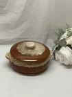 Vintage Hull Pottery Burnt Orange Drip Glaze Covered Casserole Dish w/ Lid USA