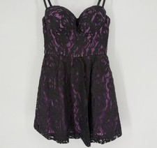Vintage Y2K Guess Black Lace Overlay Purple Satin Size 5 Prom Dance Fairy Goth
