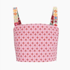 Hill House Home The Clara Crop Top Pink Cala Check Women’s Size XL New w/ tags!