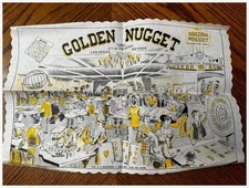 Golden Nugget Casino Placemat Las Vegas NV 1950s Fremont St Gambling Paper
