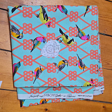 2 1/4 Yds FreeSpirit Tula Pink Moon Garden P9WTP198 Bird Print Aqua Cotton  Yard