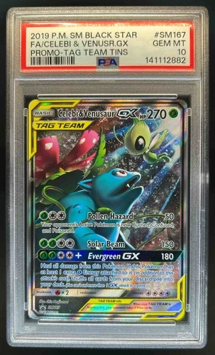 2016-19 Pokemon SM Black Star Promos Celebi & Venusaur Tag Team #SM167 PSA 10