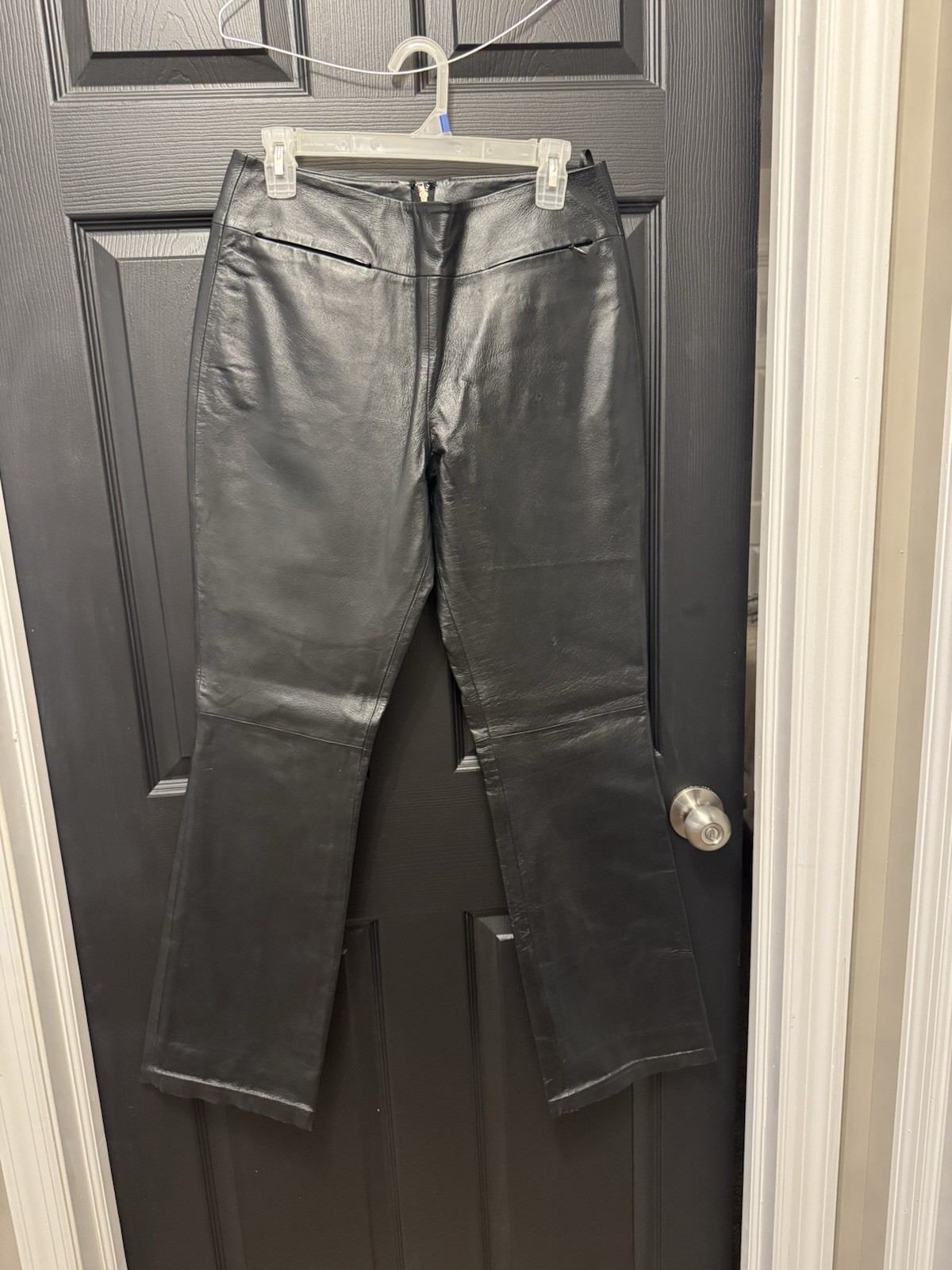 Shape FX By Newport News Leather Boot Cut Pants, Black, Size 10