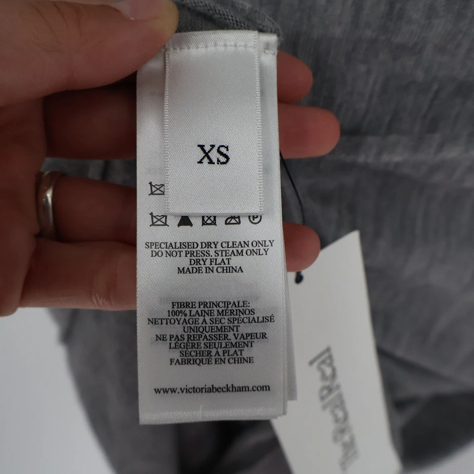 Victoria Beckham Merino Wool Midi Dress Womens XS Gray Quiet Luxury Avant Gard - Image 3 of 4