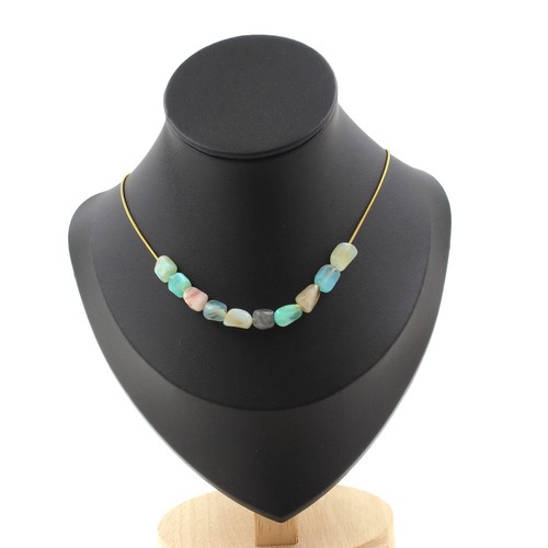 Avalaya Collana Lunga In Legno Multicolore E Pietre Semipreziose: Lunghezza 96 Cm, Senza Chiusura, Stile Funky - 3