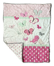 Carters Child of Mine Baby Quilt Blanket Pink Butterfly Birds