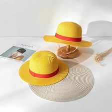 1 pc Luffy Cosplay Straw Hat for Halloween Costume Party Yellow Strawhat One Siz