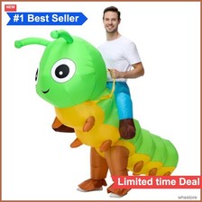 Inflatable Caterpillar Riding Costume Adults One Size Green Polyester Fan
