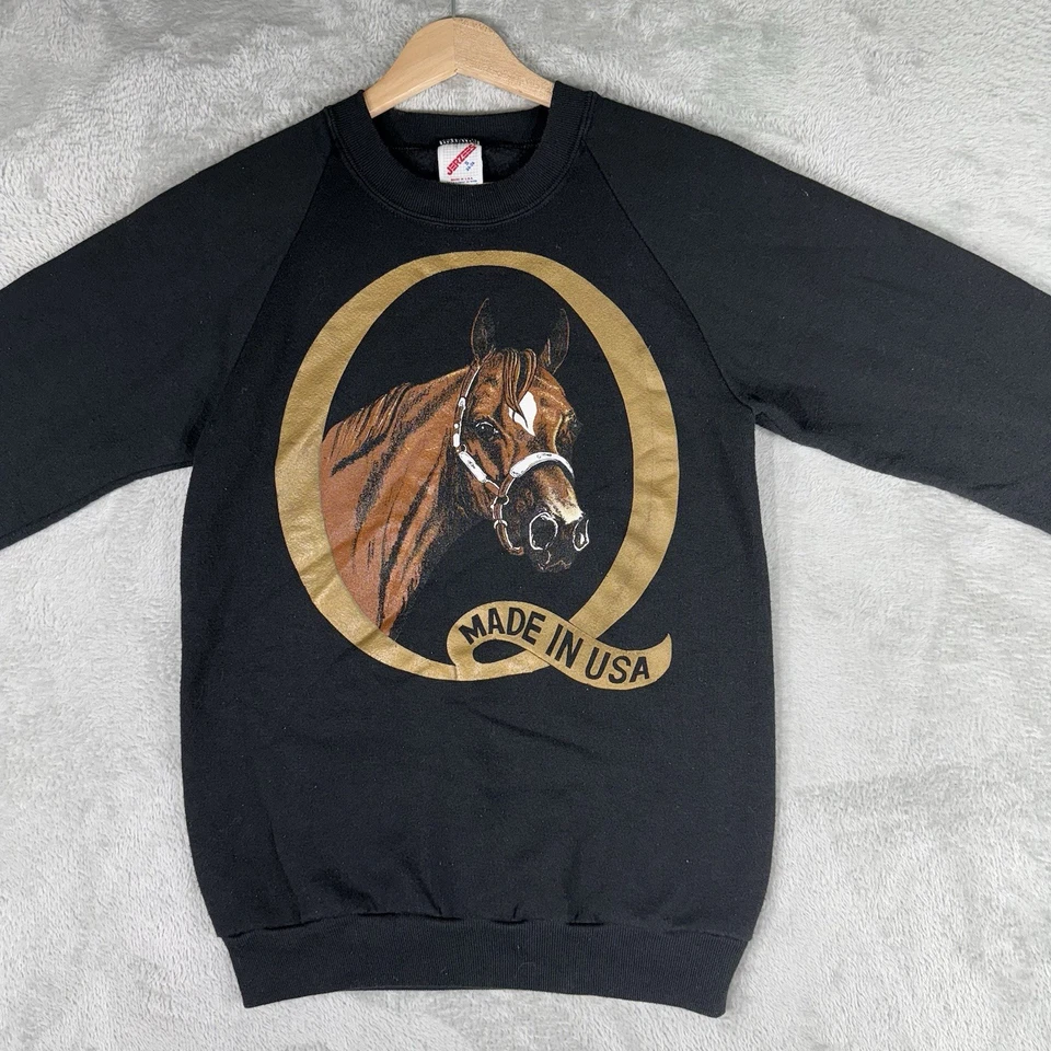 Винтажный лошадь жеребец толстовка мужской S черный пуловер Crewneck 90-х природы США - Изображение 4 из 4