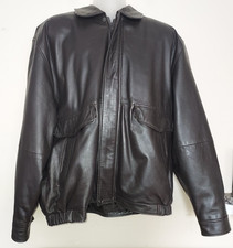 Boston Outfitters Men's Leather Jacket XL Classic Quilted Lining Brown