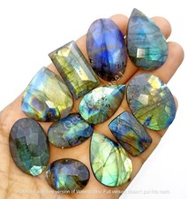 100 Carat Natural Labradorite Faceted Cut Cabochon 3-4 Piece, Loose Gemstone